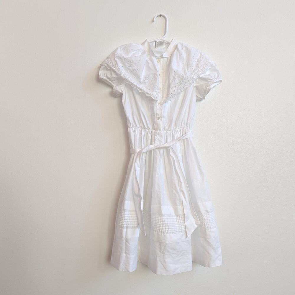 Vtg Ruth of Carolina 7 Dress Girls White Eyelet Cottagecore